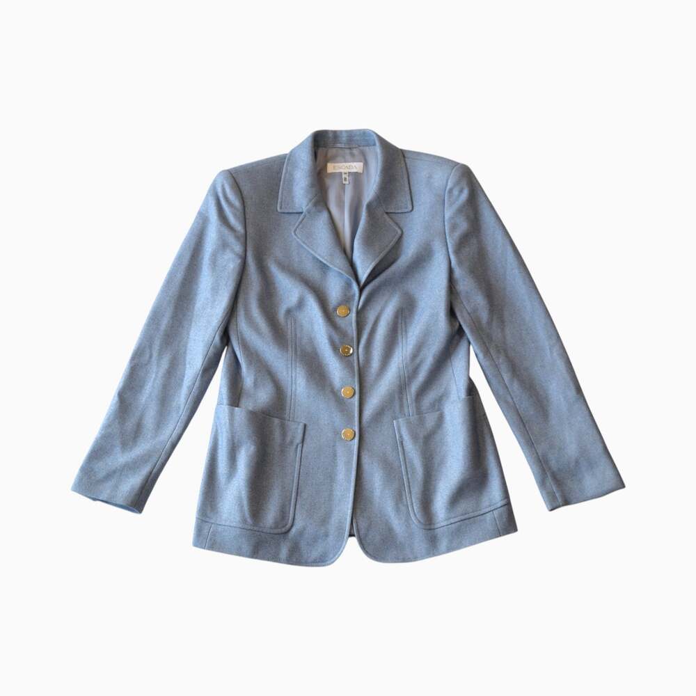 Vintage Escada Ice Blue Cashmere Silk Blazer Size 38 (8 US)